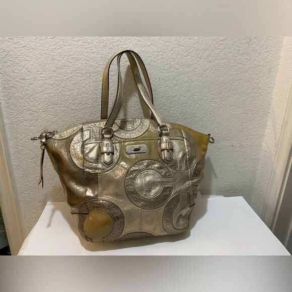 2011 Coach Chelsea Inlaid Perforated Leather Emerson Satchel Leather Rare - Picture 1 of 10